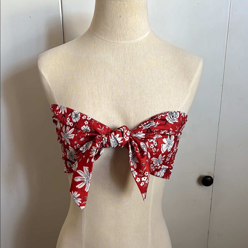 Floral Red Women's Bandeau Top